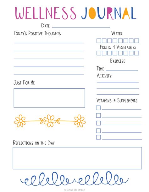 Health And Wellness Worksheets Printables