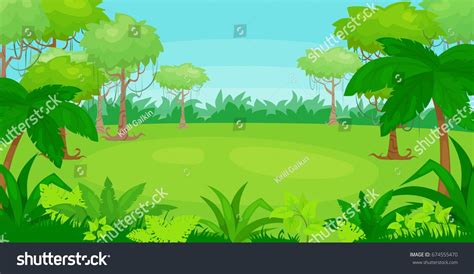 Vector Cartoon Illustration Of Jungle Background Vector Landscape
