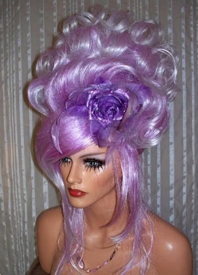 Drag Queen Wig Lavender Whtie Updo French Twist Curls