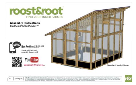 Roostandroot Slant Roof Greenhouset Assembly Instructions Manual Pdf