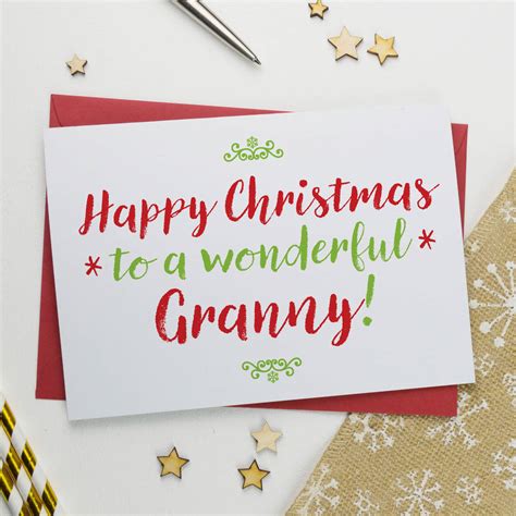 Christmas Card For Wonderful Gran Granny Or Grandma By A Is For