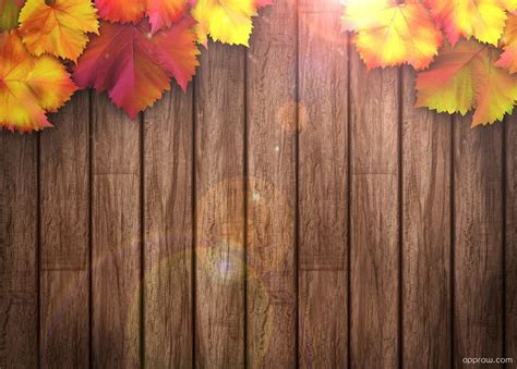 Autumn Leaves On Wooden Background Fall Leaves Wood Background