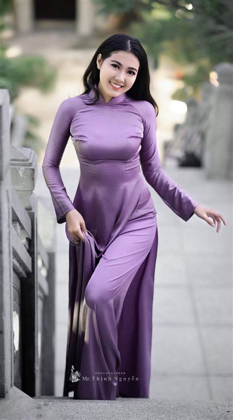 Purple Satin Ao Dai Ao Dai Vietnamese Long Dress Curvy Women Fashion