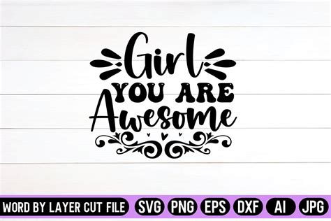 Girl You Are Awesome Svg Design Graphic By Svg Artfibers · Creative Fabrica