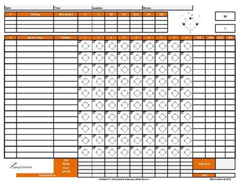 Softball Score Sheet Free Download Excel Spreadsheet Baseball