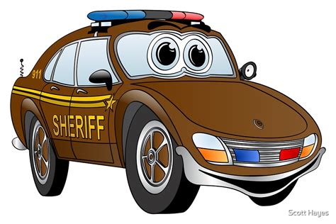 Brown Sheriff Car Cartoon By Scott Hayes Redbubble