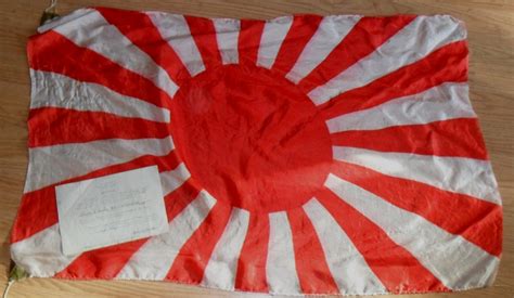 Japanese Rising Sun Battle Flag With Capture Document