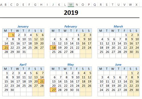 Free Monthly And Yearly Excel Calendar Template 2020 And Beyond