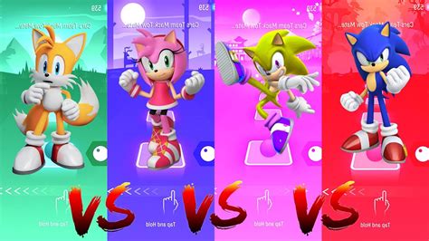 Tails Vs Amy Rose Vs Silver Sonic Vs Sonic Tiles Hop Edm Rush Youtube