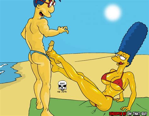 Rule 34 Beach Female Footjob Human Large Breasts Large Penis Male Marge Simpson Milhouse Van