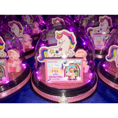 Unicorn Souvenirs With Lights For Birthday And Christening Free Layout