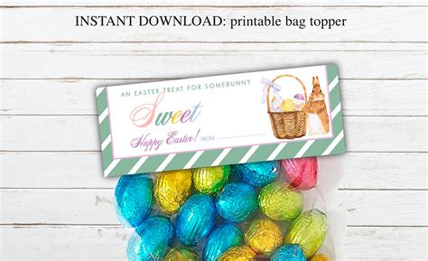 Easter Treat Bag Toppers Printable Gift Tag Label Easter Bunny Eggs