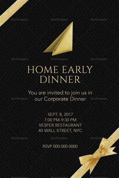 Corporate Dinner Invitation Design Template In Psd Word Publisher