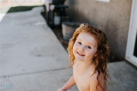 Shirtless Young Girl With Red Hair Stock Photo Offset