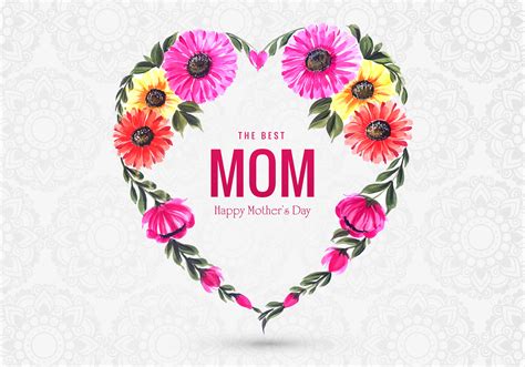 Colorful Floral Heart Shape Mothers Day Greeting 1052086 Vector Art At