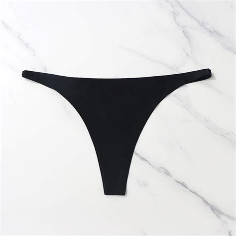 Cheap Ice Silk Seamless Panties For Women Soft Thin Band Thongs Woman