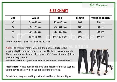 Women Leggings Size Chart