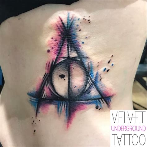 Watercolour Abstract Deathly Hallows Harry Potter Tattoo By Vivi Ink At