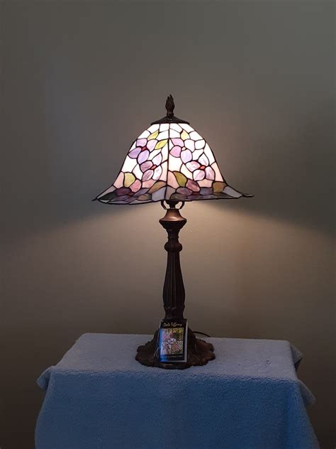 Stained Glass Lamp Dale Tiffany Floral Motif Accent Etsy