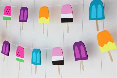 Diy Popsicle Garland Simple And Colorful Summer Party Or Kids Birthday