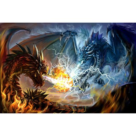 Two Fighting Dragons Myth 5d Diamond Painting Kits Oloee