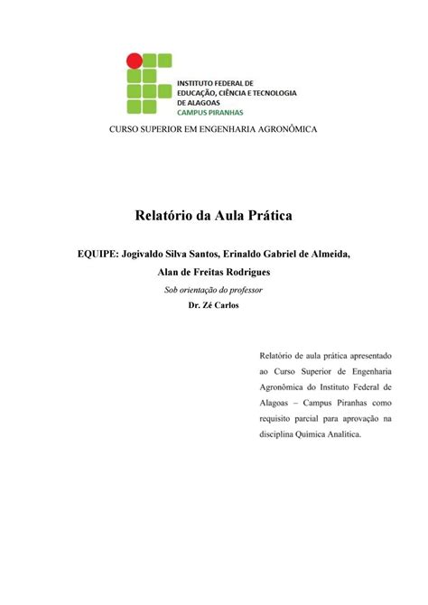 Relatorio De Aula Pratica Como Fazer