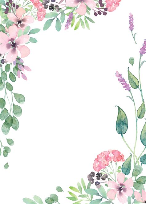 Watercolor Flowers And Greenery On A White Background With Space For