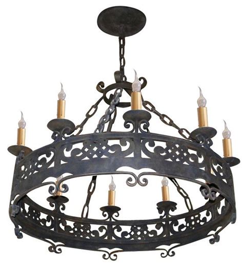 Ch 148 Hand Forged Iron Ten Light Chandelier Hacienda Lights And Irons