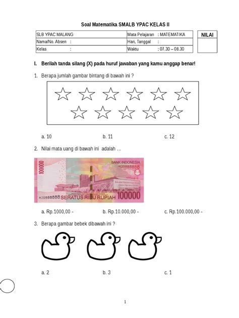 Soal Latihan Matematika Dan Kunci Jawaban Untuk Sd Kelas 1doc