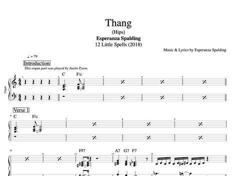 Thang · Esperanza Spalding Voice Guitar Organ Bass Sheet Music Tabs Chords