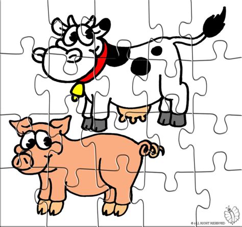 Stampa Disegno Di Puzzle Di Animali Della Fattoria A Colori