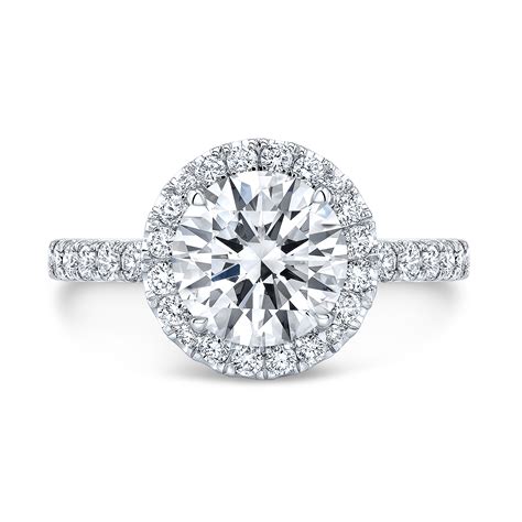 1 68ct round cut natural diamond natural halo u prong pave diamond engagement ring gia