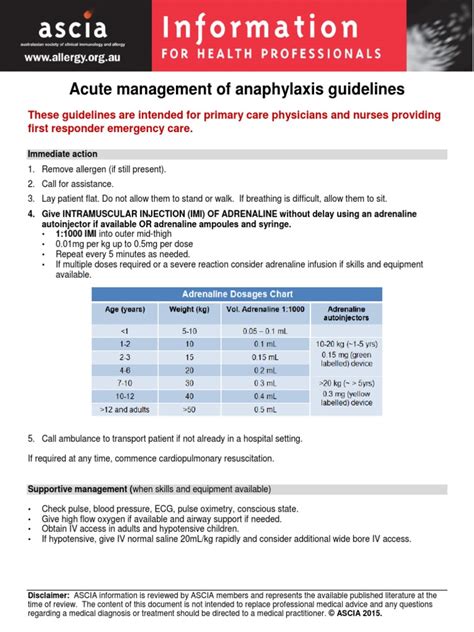 Asciaacutemanagementofanaphylaxisguidelines2015 Pdf Clinical
