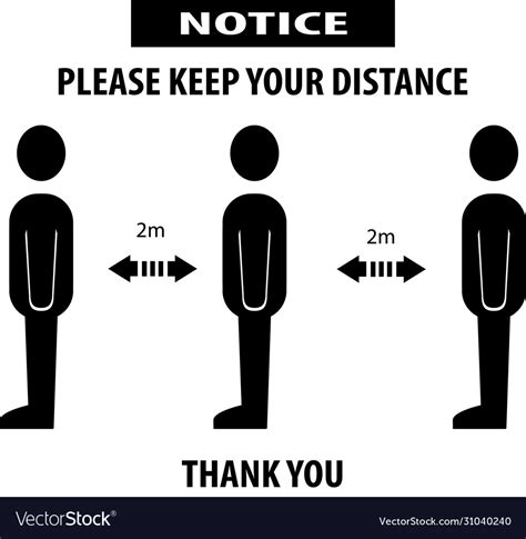 Please Keep Your Distance Sign Banner Social Vector Image