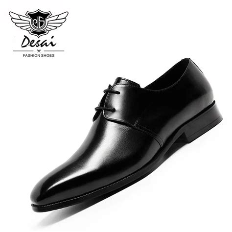 Desai Men S Luxury Genuine Leather Shoes Fashion Business Dress Shoes Lace Up Square Toe