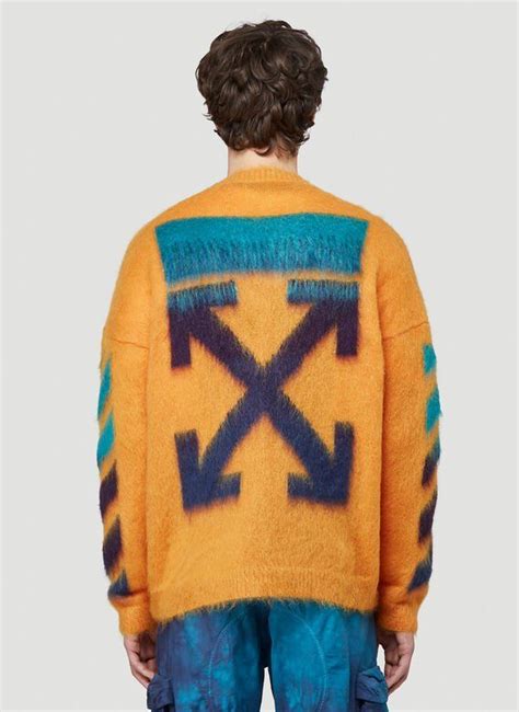 Off White Knitted Mohair Sweater In Orange Ln Cc Sweaters Textured