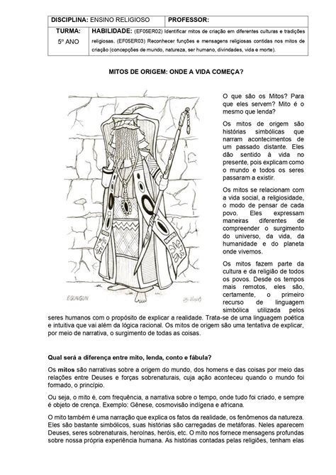 Mitos E Tradi Es Religiosas Ensino Religioso Atividades De Ensino The