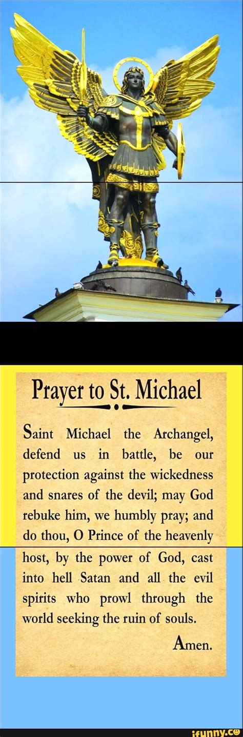 Prayer To St Michael Saint Michael The Archangel Defend Us In Battle