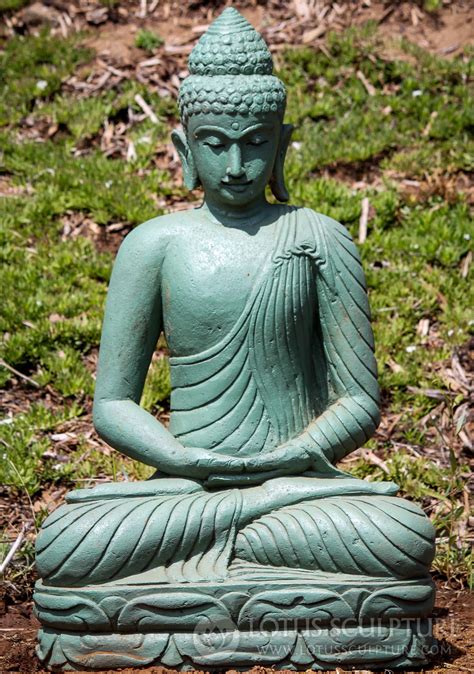 Sold Stone Meditating Buddha Statue In Robes Zen Garden Sculpture