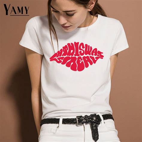 2018 Funny T Shirts Cotton White Graphic Tees Women Tops Kawaii Lip