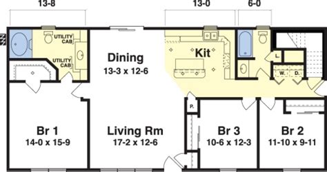 Two bedrooms may be all that buyers need, especially empty nesters or couples without children (or just one). Ashley by Simplex Modular Homes Ranch Floorplan