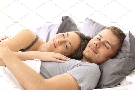 Happy Couple Sleeping Together High Quality Health Stock Photos