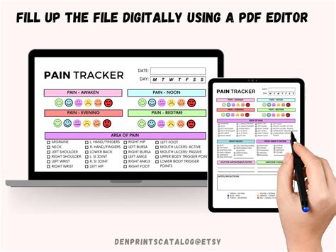 Daily Pain Tracker And Journal Printable Chronic Pain Management Pain