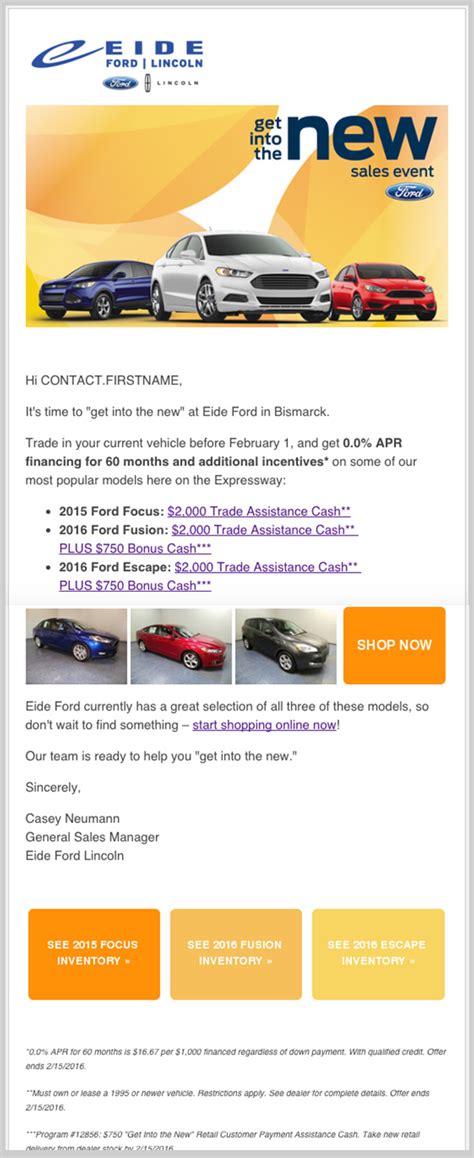 Email Templates For Car Dealerships