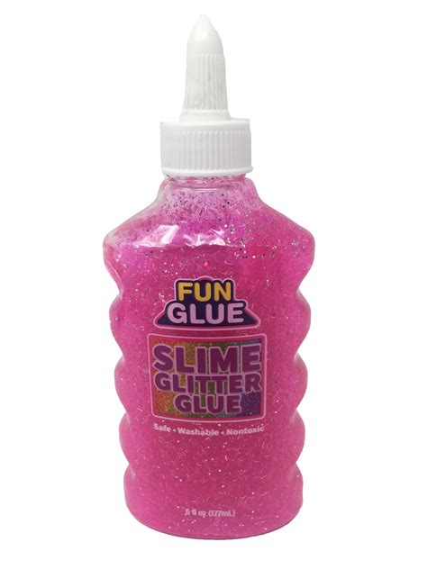 Fun Slime Glitter Glue Pink 6 Oz Washable School Glue For