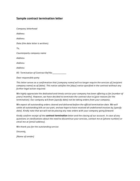 Contract Termination Letter Template