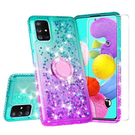 For Samsung Galaxy A51 Case Hybrid Liquid Glitter Diamond Bling Phone