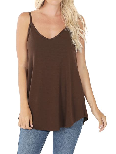 thelovely women and plus front and back reversible spaghetti strap flowy cami tank tops
