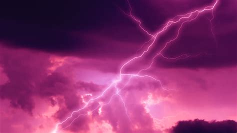 Pink Lightning Weather Report Stormy Stock Footage Video 100 Royalty