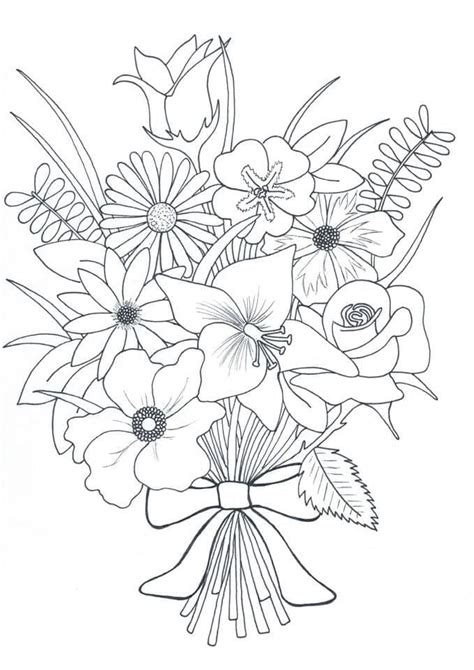 Free Flower Bouquet Coloring Page Printable Flower Coloring Pages